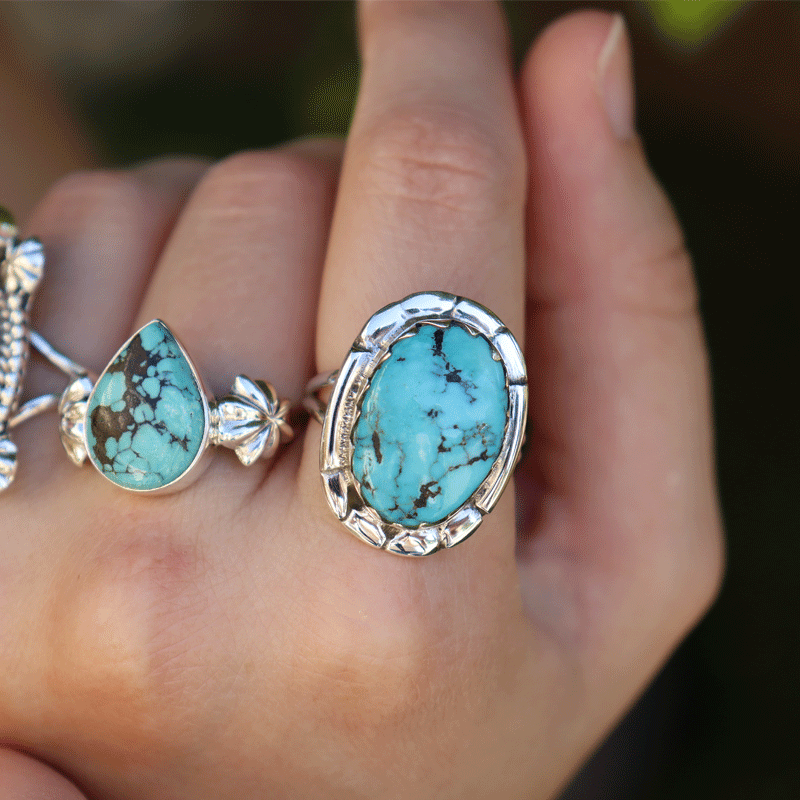 navajo turquoise sterling silver gemstone ring