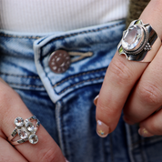 clear quartz sterling silver gemstone ring