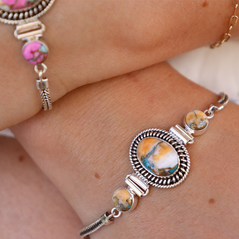 oyster turquoise sterling silver gemstone bracelet