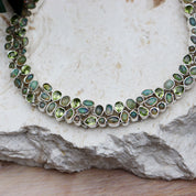 opal peridot silver gemstone necklace