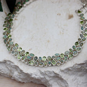 opal peridot silver gemstone necklace