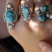 navajo turquoise sterling silver gemstone ring