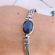 labradorite gemstone sterling silver bracelet