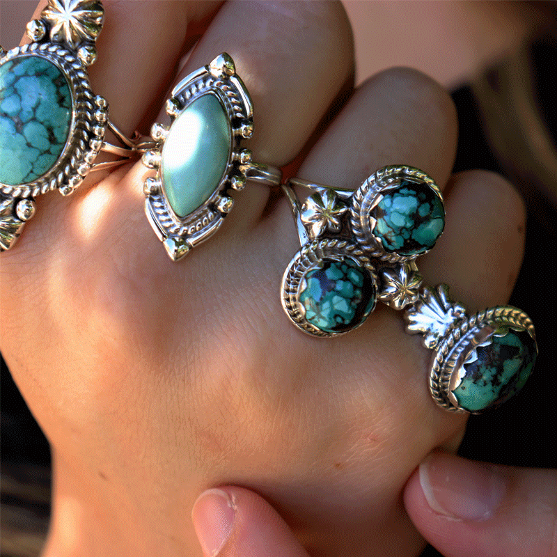 navajo turquoise sterling silver gemstone ring