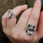 clear quartz sterling silver gemstone ring