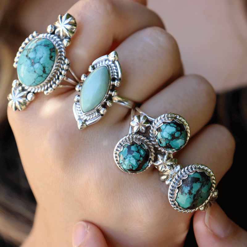 navarjo turquoise sterling silver gemstone ring