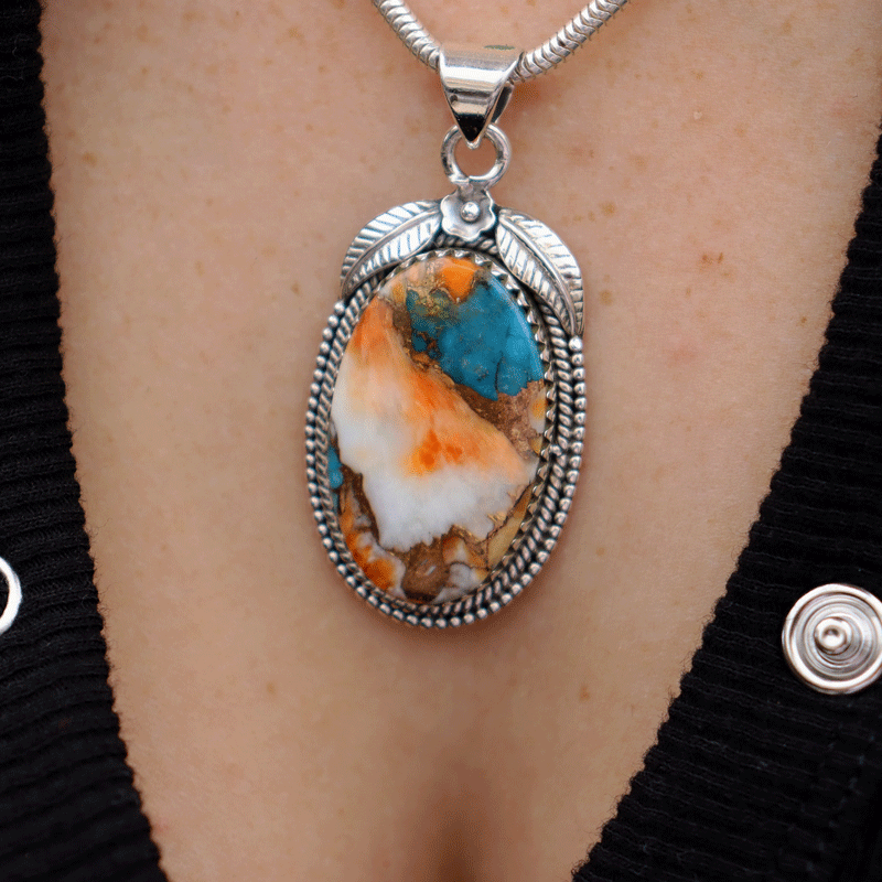 oyster turquoise sterling silver pendant