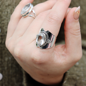 clear quartz sterling silver gemstone ring
