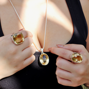 big square citrine gemstone sterling silver ring