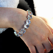 clear quartz silver gemstone bracelet