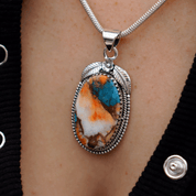 oyster turquoise sterling silver pendant