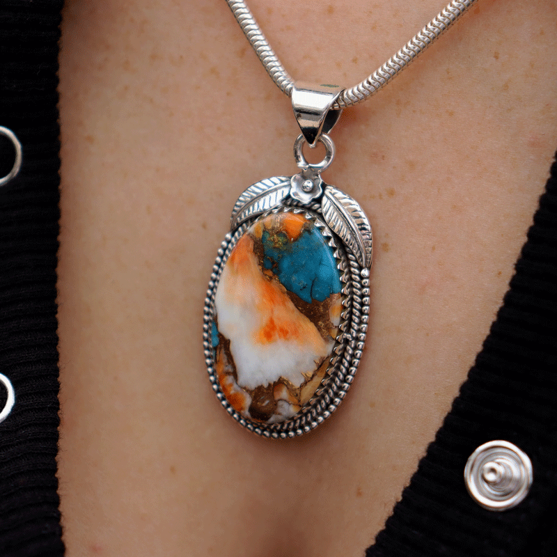 oyster turquoise sterling silver pendant