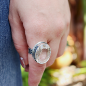 clear quartz sterling silver gemstone ring