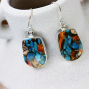 oyster turquosie silver gemstone drop earrings