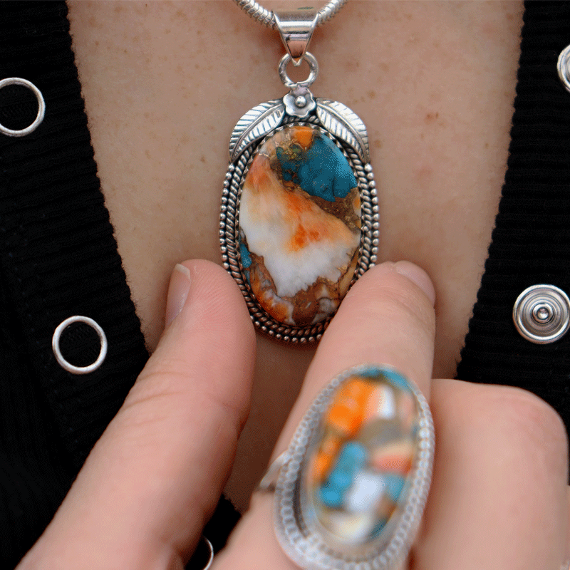 oyster turquoise sterling silver pendant