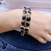 chunky smoky quartz sterling silver gemstone bracelet