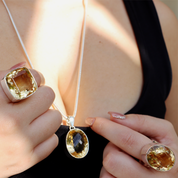 big square citrine gemstone sterling silver ring