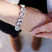 clear quartz silver gemstone bracelet