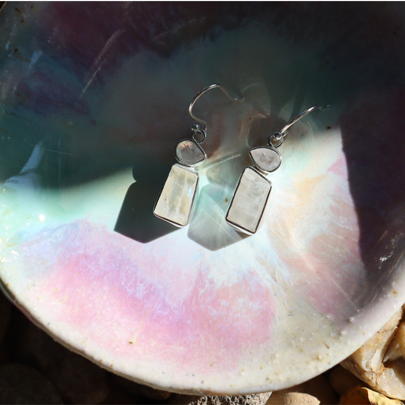 moonstone sterling silver gemstone earrings