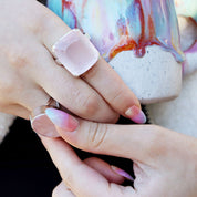 chunky oval silver gemstone ring
