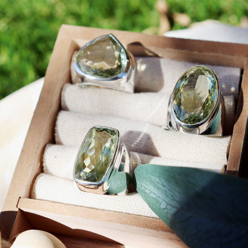 big green amethyst silver ring