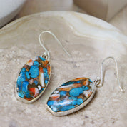 oyster turquoise silver gemstone earrings