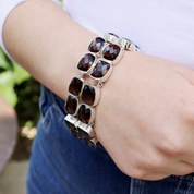 chunky smoky quartz sterling silver gemstone bracelet