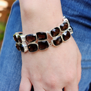 chunky smoky quartz sterling silver gemstone bracelet