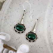 malachite sterling silver gemstone earrings