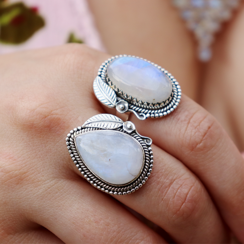 moonstone sterling silver gemstone ring