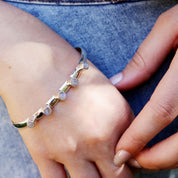 moonstone silver gemstone bangle cuff