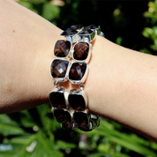 chunky smoky quartz sterling silver gemstone bracelet