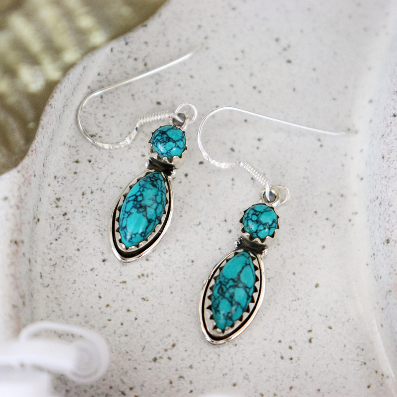 turquoise sterling silver gemstone earrings