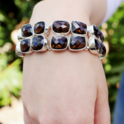 chunky smoky quartz sterling silver gemstone bracelet