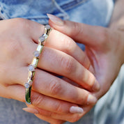moonstone silver gemstone bangle cuff