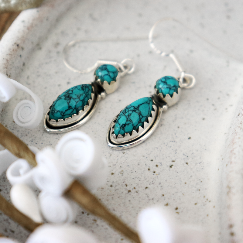 turquoise sterling silver gemstone earrings