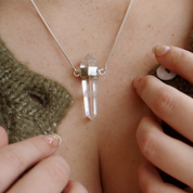 clear quartz point sterling silver necklace