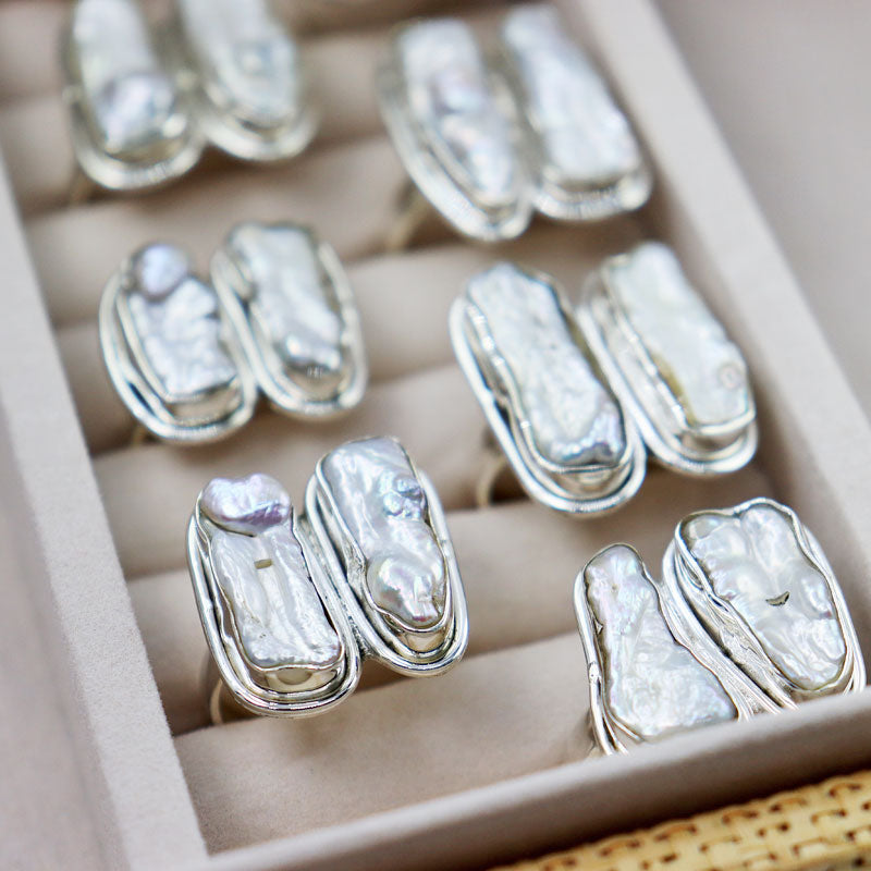 Natural Biwa Pearl Silver Ring