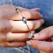 blue topaz silver gemstone bangle cuff
