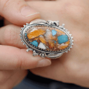 oyster turquoise sterling silver gemstone ring