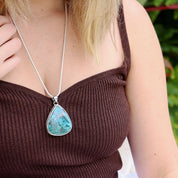 big chunky shattuckite silver gemstone pendant