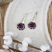 amethyst gemstone sterling silver drop earrings