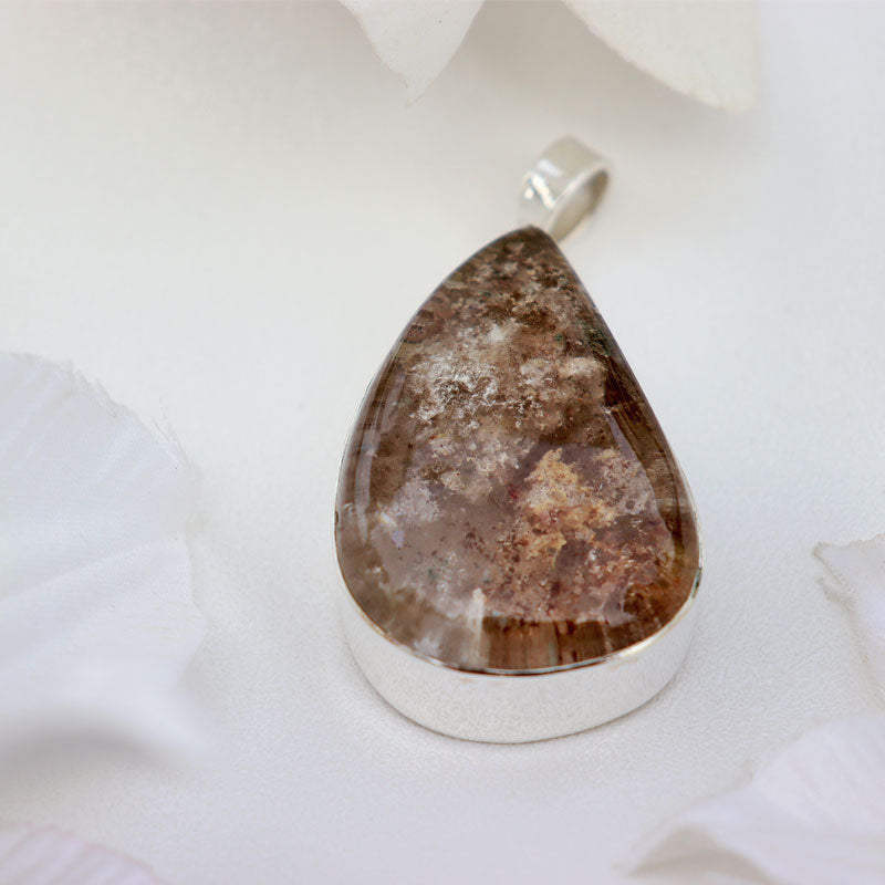 teardrop garden quartz silver gemstone pendant
