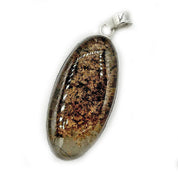 large oval garden quartz silver gemstone pendant