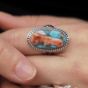 oyster turquoise sterling silver gemstone ring