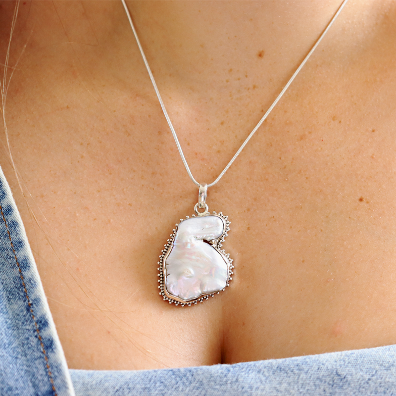 pearl sterling silver gemstone pendant