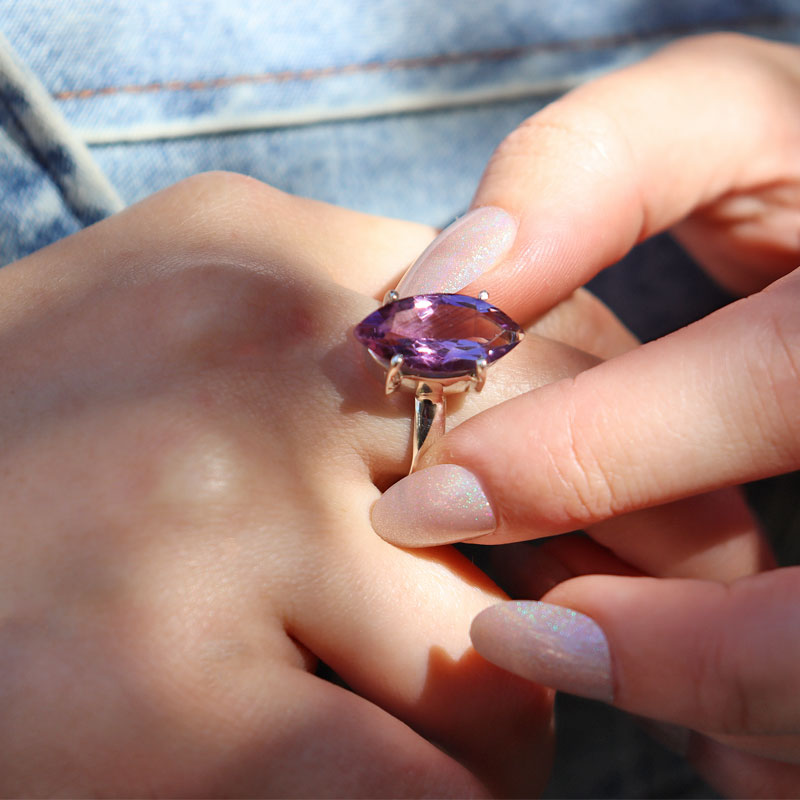 amethyst silver gemstone ring