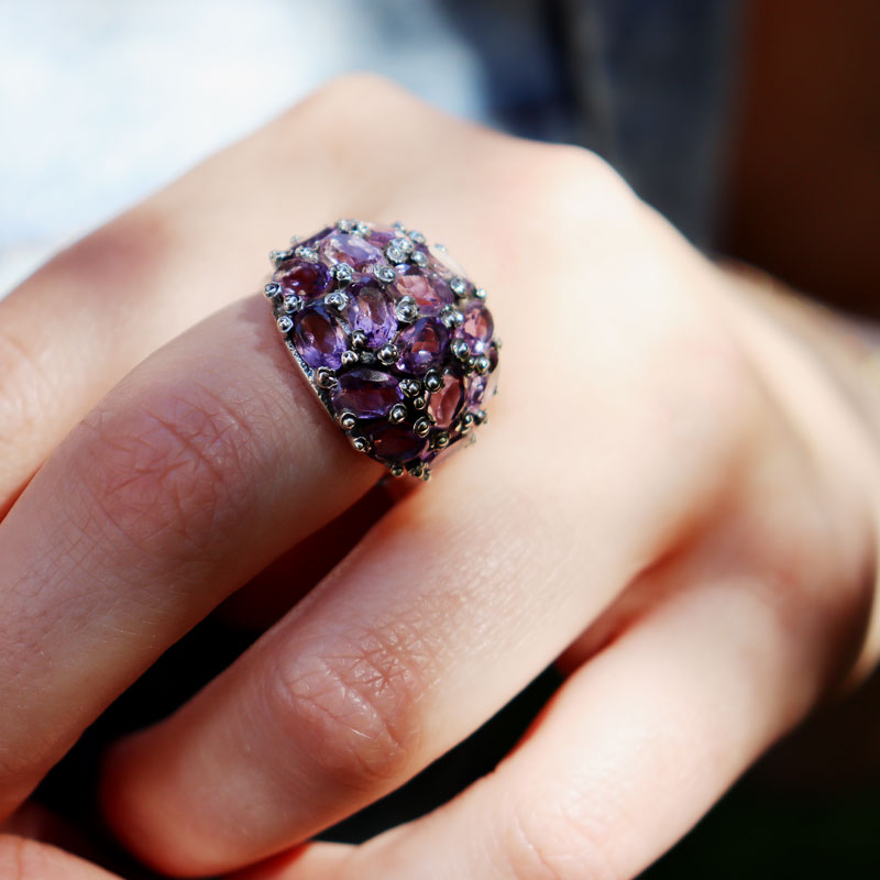 amethyst silver gemstone ring