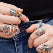 oyster turquoise sterling silver gemstone ring
