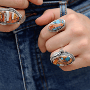 oyster turquoise sterling silver gemstone ring